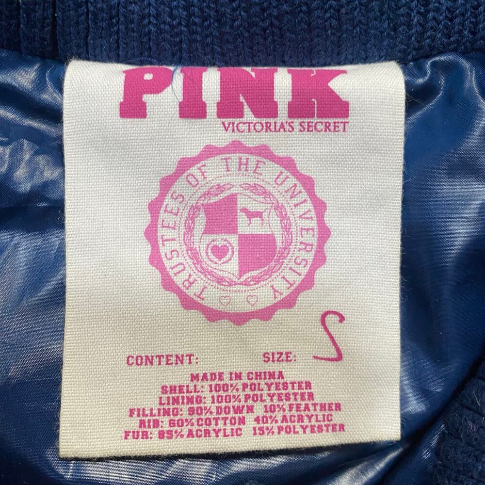 Vintage Y2K Victorias Secret PINK Puffer Down Vest Navy Grand Escape Lodge Small - Picture 5 of 8